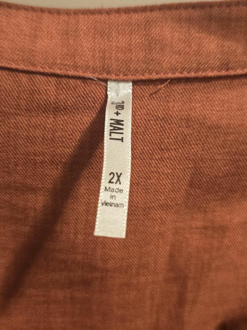 Women's 2X Rust Orange Casual Linen Shirt